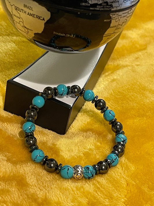 Blue Turquoise Beaded Bracelet