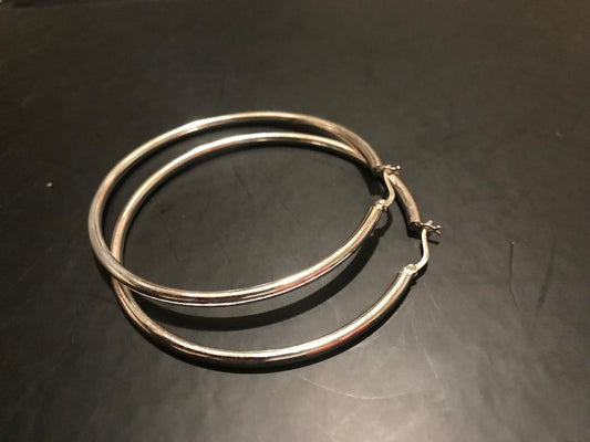 50mm/3.0 Sterling Silver Snap Hoop Earrings