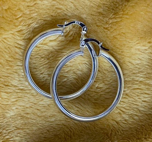 35mm Silver Plated Hoop Earrings