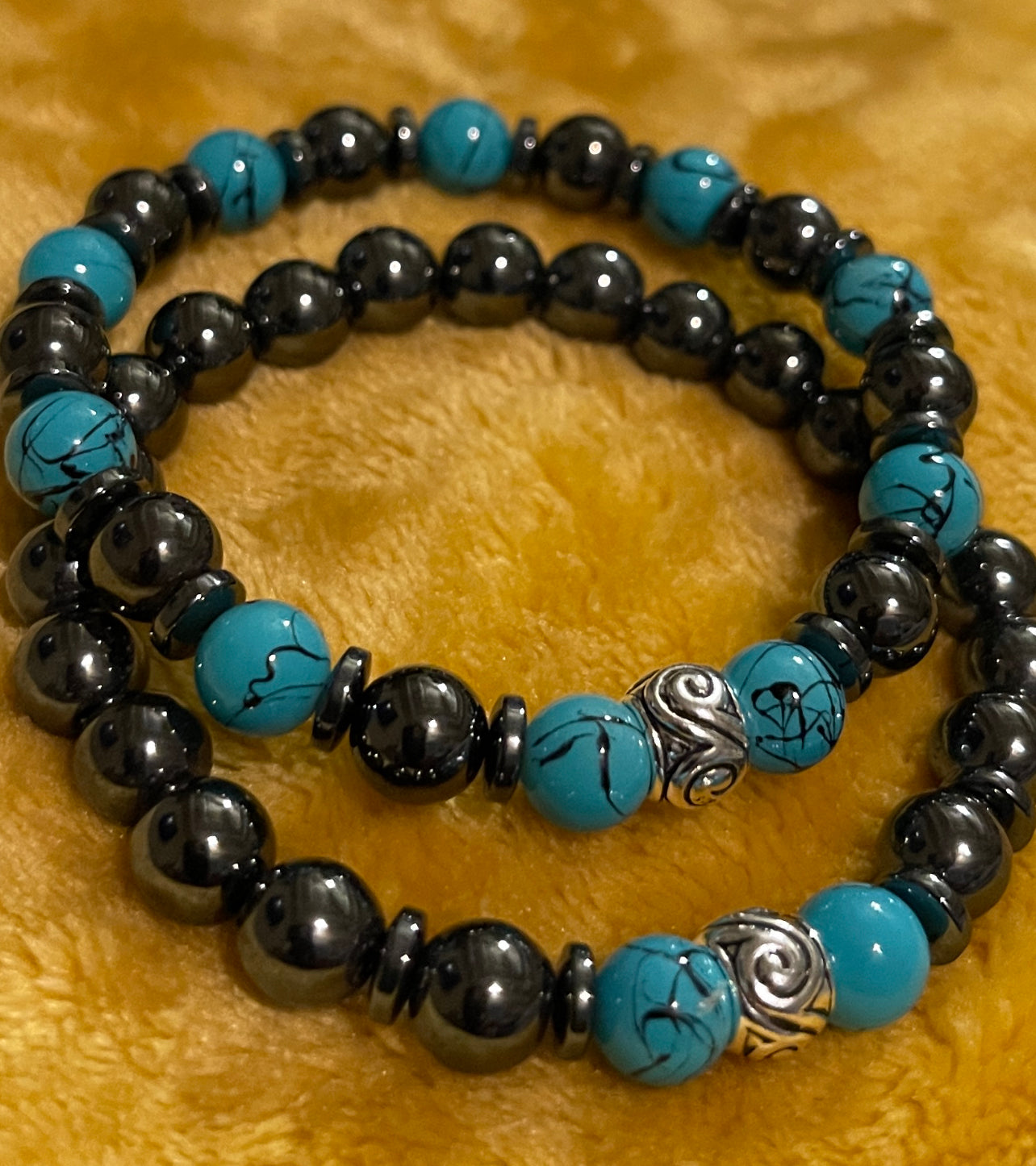 Ladies Hematite Beaded Bracelet