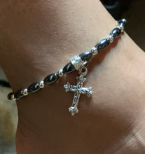 Load image into Gallery viewer, Personalized Hematite and Crystal Ankle Bracelet