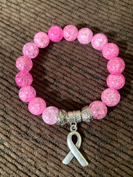 Breast Cancer Awareness Beaded Bracelet