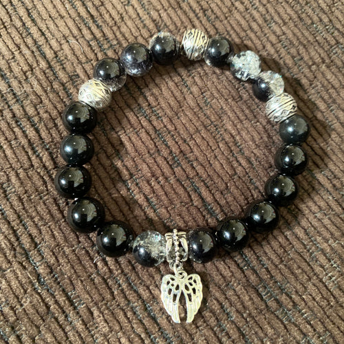 Beaded Bracelet w/ Angel Wings Charm
