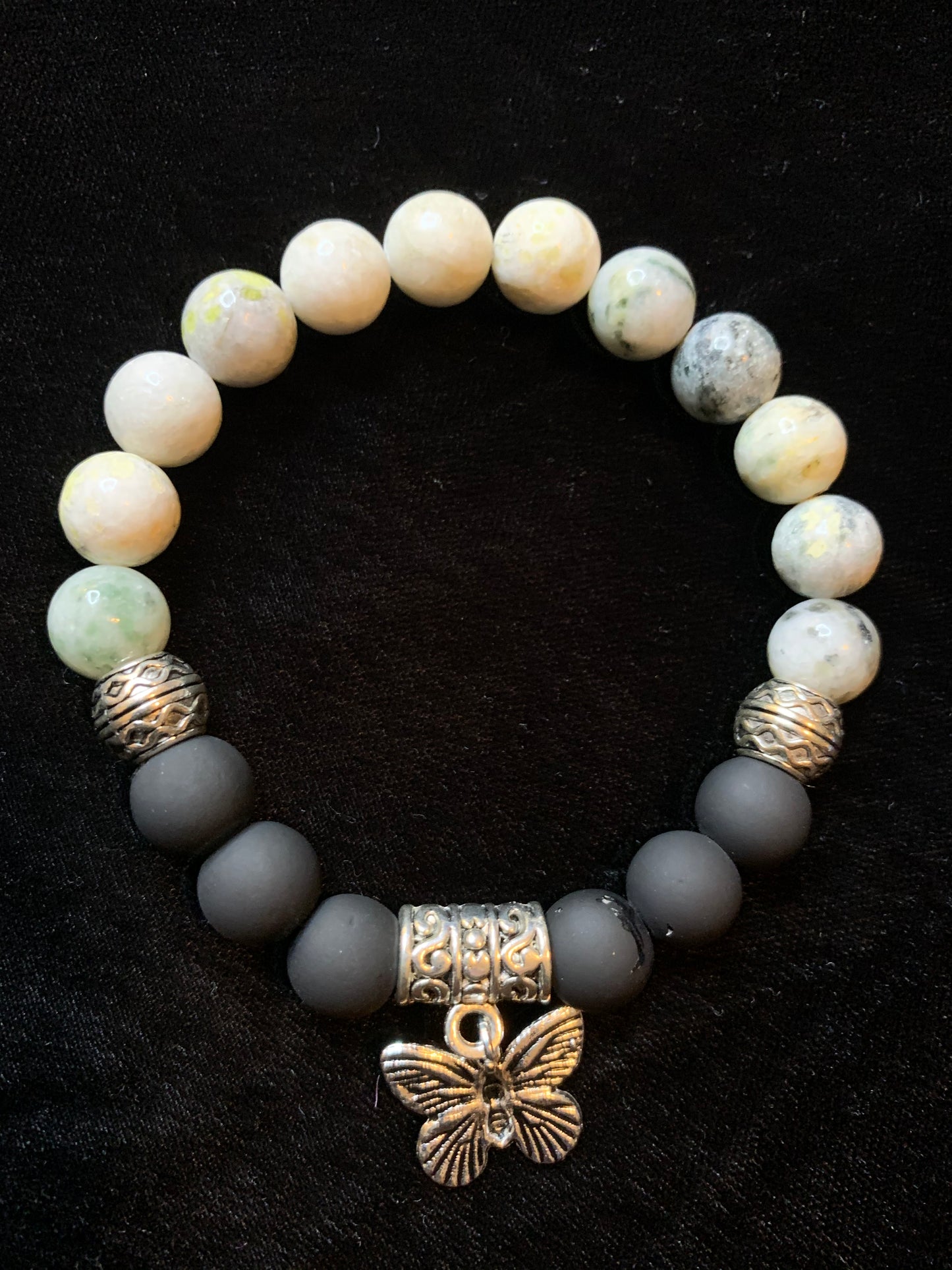 Marble/Black Matt Bracelet w/Butterfly Charm