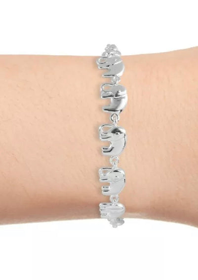 925 Sterling Silver Elephant Charm Bracelet