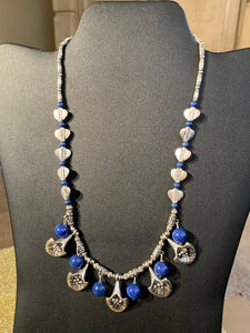 Blue Lapis and Antique Silver Necklace