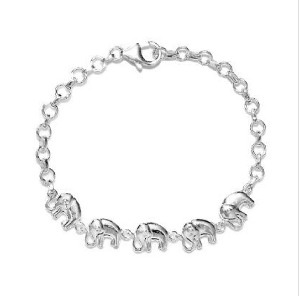 925 Sterling Silver Elephant Charm Bracelet