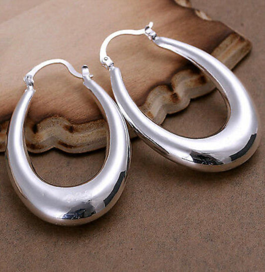 39mm 925 Sterling Silver Plated "U" Hoop Earrings