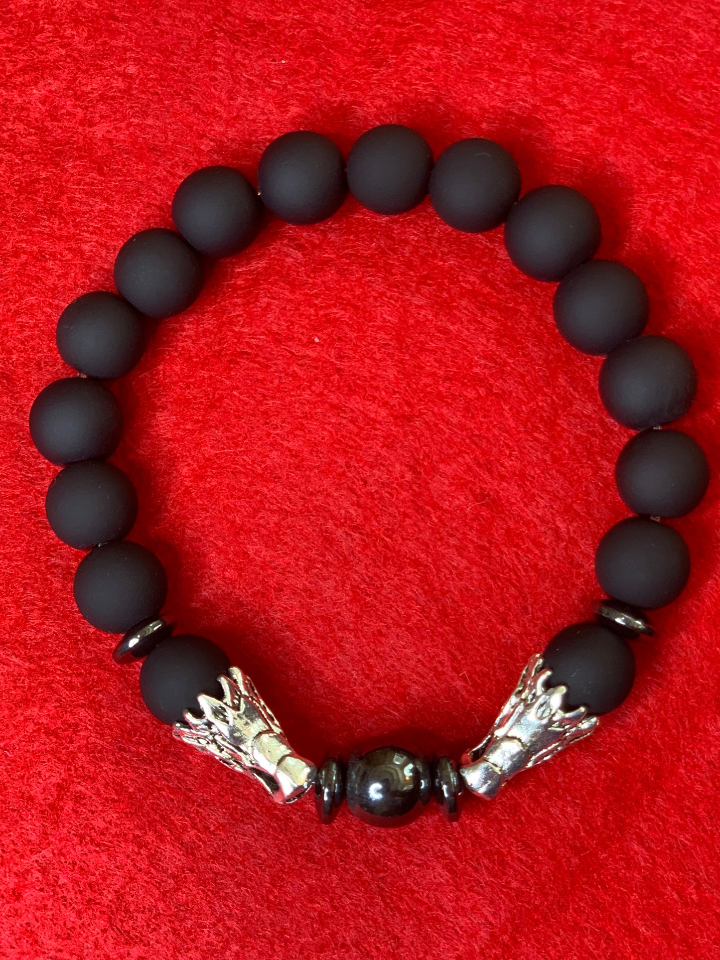 Men's Hematite Dragon Beaded Bracelet