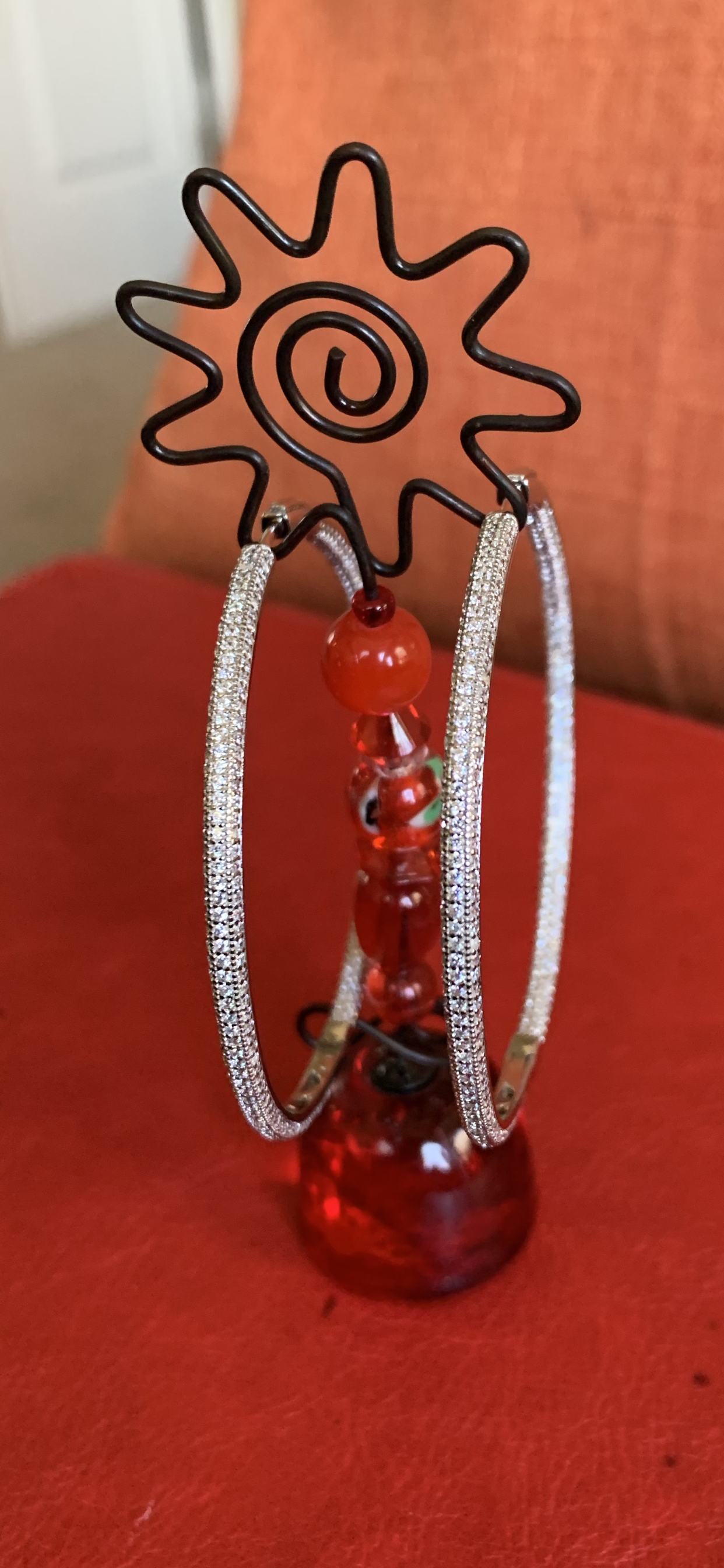 Reversible 925 Sterling Silver/CZ 65mm Hoop Earrings