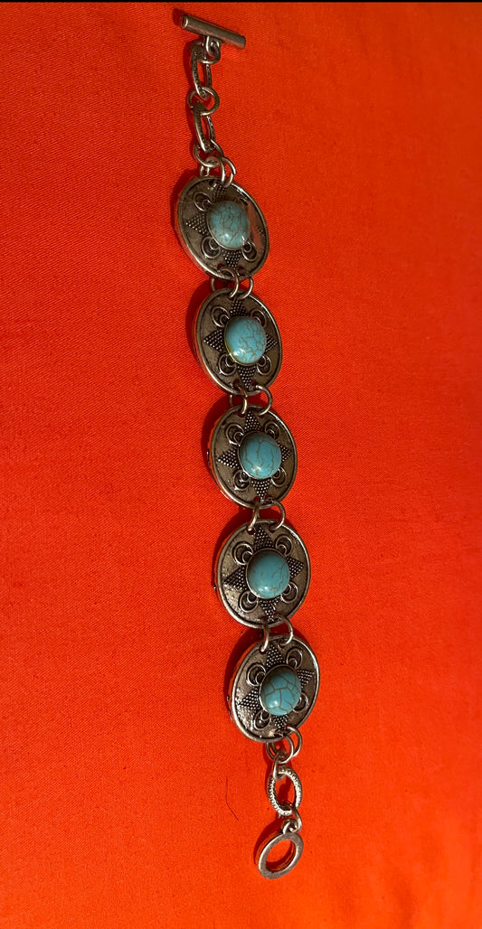 Turquoise and Antique Silver Bracelet